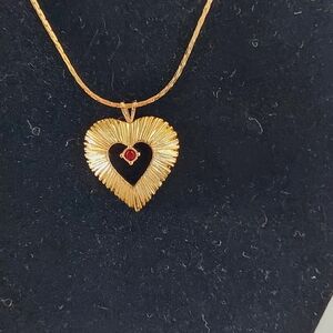 Vintage Avon Simulated July Birthstone Heart Penadant 16" Long